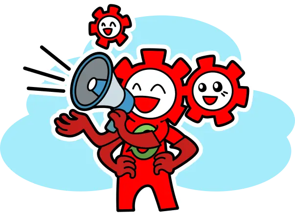 Waste monster with megaphone for joint communication