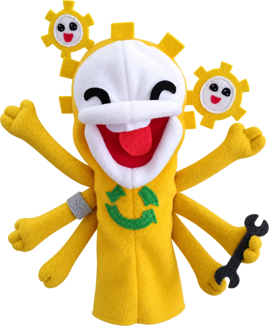 Waste monster hand puppets